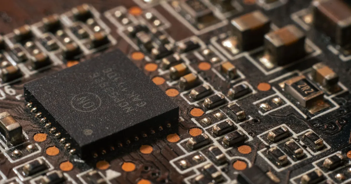 Detailed close-up of a computer circuit board showcasing electronic components.